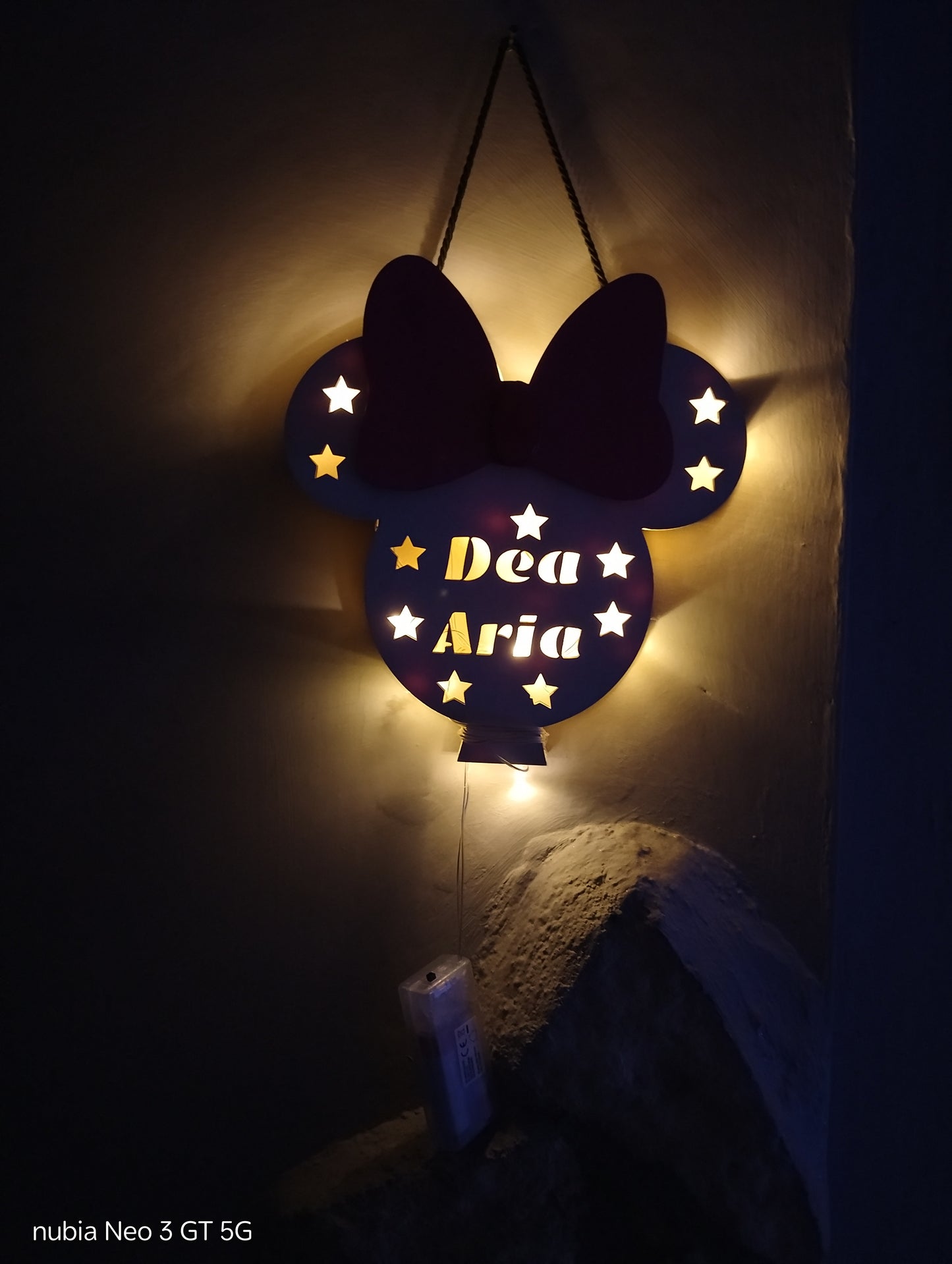 Lampada Personalizzata Minnie con Nome – Luce LED Notturna